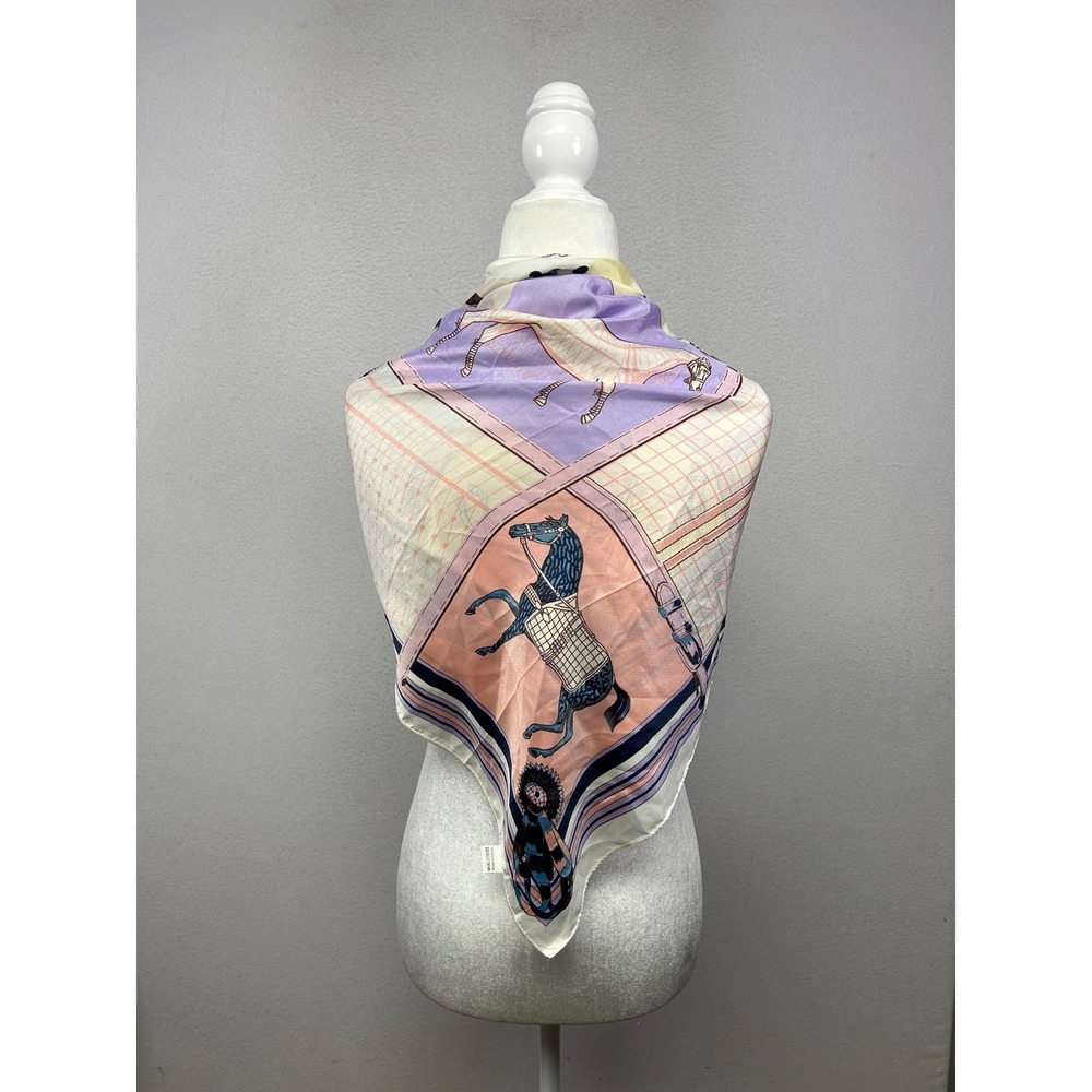 Equestrian Chic Women 35x35‎ Multicolor Horse Print Square Scarf 90x90cm